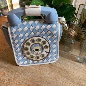 Betsey Johnson Phone Jack Retro Blue Handbag Vegan